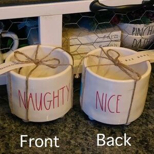 Rae Dunn Naughty Nice Mini Plant Pot Double Sided
